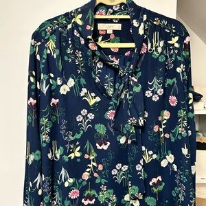LOFT Women's Floral Navy Blouse